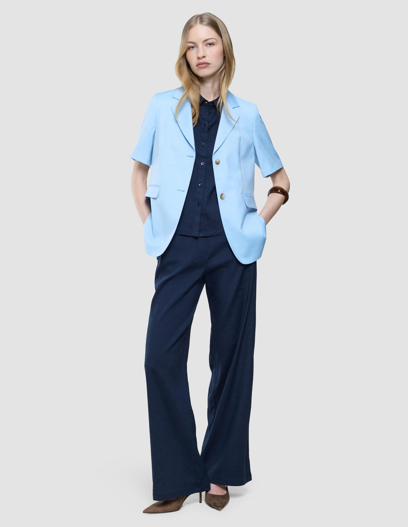 Women Linen Shirt Short Sleeved Night Sky